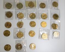 Twenty three old £2 coin pieces