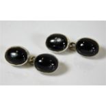 A pair of silver & onyx cufflinks 5.6g