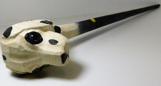 A novelty carved Dalmatian dog walking cane. Prove