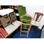 Two inlaid antique chairs, a/f, an antique rocker