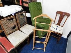 Two inlaid antique chairs, a/f, an antique rocker