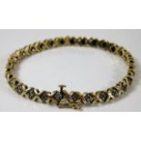 A 9ct gold bracelet set with diamond 10g, 7.5in lo