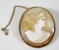 A yellow metal mounted cameo brooch 13.1g