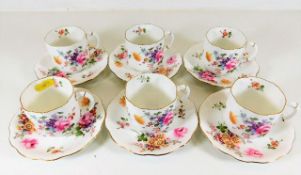 Six early 20thC. Royal Crown Derby posies cup & sa