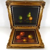 Two modern gilt framed oil on canvas still life pi