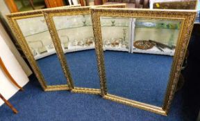 Three decorative gilt framed mirrors 38in high x 2