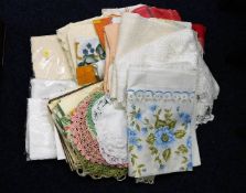 A selection of linen & embroidered items