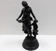 A bronze style composite figure of woman & child 2