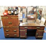 An art deco dressing table & cabinet set with waln
