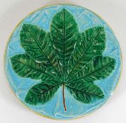 A George Jones majolica plate with chestnut leaf d