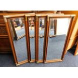 Four wooden framed mirrors with metal corners 37.5