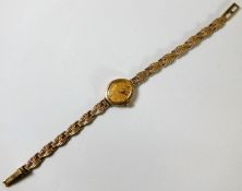 A small ladies 9ct gold cased watch & strap 8.7g