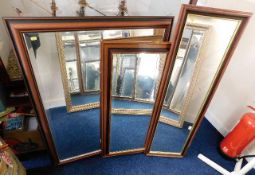 Three wooden framed mirrors, largest 44.5in x 34.7