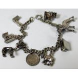 A silver charm bracelet 37g