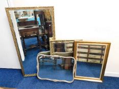 Four decorative mirrors, largest 50in high x 26in