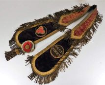 A Victorian Masonic scarf. Provenance - formerly t