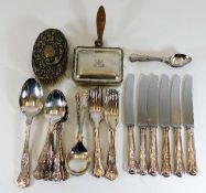 A small quantity of silver plated Kings pattern cu