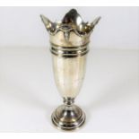 A Mappin & Webb silver posy vase with crown stylis
