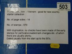 A stamp album relating to Vietnam approx. 670 stam