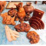 A quantity of various hand carved treen trinket bo