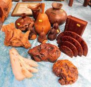 A quantity of various hand carved treen trinket bo