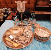 A quantity of silver plated items including cutler