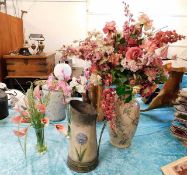 A decorative oriental style vase, a painted metal