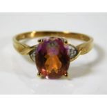 A 9ct gold ring with paste stone 2.2g size R