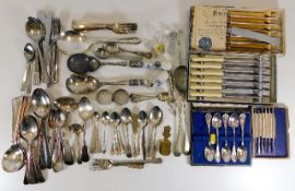 A quantity of mixed silver plate & other flat ware