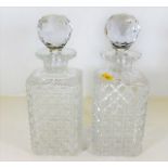 A pair of cut matching glass decanters. Provenance