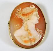 A yellow metal, tests as 15ct gold, mounted cameo