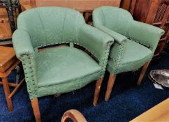 A pair of 1930's art deco bucket chairs 31in high