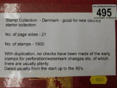 A stamp album relating to Denmark approx. 1500 sta