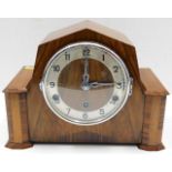 An art deco clock with silvered dial & inlay 9in h