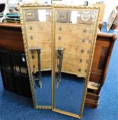 Two gilt framed hall mirrors 48.5in high x 15.5in