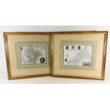 A pair of Devon & Cornwall framed maps, one lackin