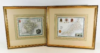 A pair of Devon & Cornwall framed maps, one lackin