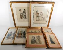 A quantity of framed 19thC. fashion prints includi