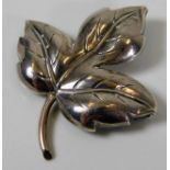 A silver leaf shaped brooch, maker mark G.D. & Co.