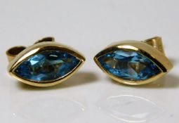 A pair of 9ct gold earrings set with topaz 1.6g