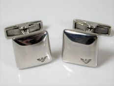 A pair of silver Emporio Armani cufflinks 12g
