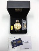 A Credit Suisse gents watch with box, set with 1g 24ct gold ingot