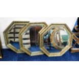 Three gilt framed octagonal mirrors, each 23.75in