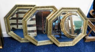 Three gilt framed octagonal mirrors, each 23.75in