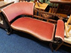 A small Edwardian inlaid mahogany framed upholster