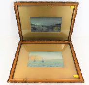 A pair of c.1900 coastal scenes of boats on water