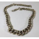 A large heavy gauge silver Albert chain 110g 16in