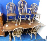 An oak trestle table 72in long x 33in wide x 30in