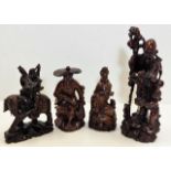 Four carved hardwood Chinese figures, tallest piec