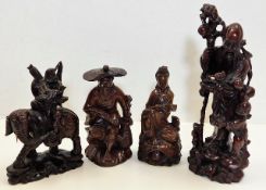 Four carved hardwood Chinese figures, tallest piec